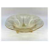 1930's FOSTORIA TROJAN TOPAZ FOOTED YELLOW BOWL