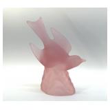 1940's L.E. SMITH PINK SATIN FROSTED BIRD 8' glass