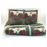TWIN EMBROIDERED COTTAGE QUILT WITH PILLOWS