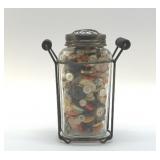 BEEHIVE JAR OF  VINTAGE BUTTONS