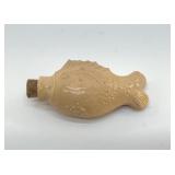ANTIQUE POTTERY, FISH FLASK 4.5'