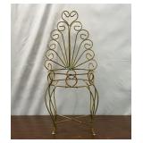 RUSTIC METAL IRON PEACOCK PLANTER CHAIR