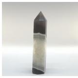 NATURAL BLACK WHITE AGATE CRYSTAL OBELISK