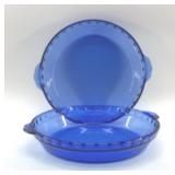 2 COBALT PYREX PIE PLATES