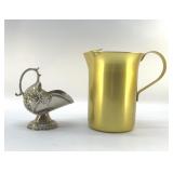 VTG SILVER PLATED SUGAR SCUTTLE, ALUMINUM PITCHER