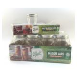 11 QUART MASON JARS, 8 PLASTIC JAM JARS