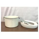 VTG WHITE ENAMEL WARE POT & BED PAN