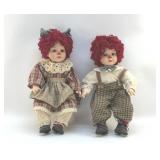SEYMOUR MANN RAGGEDY ANN & ANDY PORCELAIN DOLLS