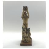 INDIAN WITH WOLVES FIGURINE 10'