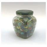 JAR OF VINTAGE MARBLES