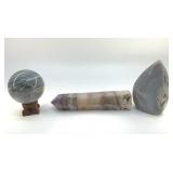 3 QUARTZ, CRYSTALS, RARE AMETHYST LACE TOWER