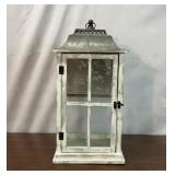 WHITE WOOD DECORATIVE LANTERN CASE CANDLE CASE