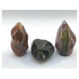 3 QUARTZ, CRYSTAL JASPER, FIRE AGATE, JET