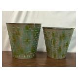 GALVANIZED METAL WALL HANGING OLIVE BUCKETS