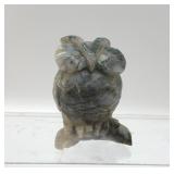 CARVED QUARTZ CRYSTAL OWL WITH GEODE BACK