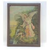 ' THE GUARDIAN ANGEL' c.1900 framed art