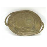 ART NOUVEAU BRONZE TRAY, NUDE MAIDEN