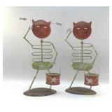 METAL HALLOWEEN CAT CANDLE HOLDERS