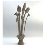 VTG MCM MONKEY POD WOOD LOTUS FLOWER ARRANGEMENT