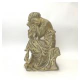 HEAVY CAST PLASTER FRENCH STYLE WOMAN SCULPTURE