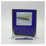 BEAMES DESIGNS USA BLUE FUSED GLASS VASE