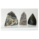 3 QUARTZ, CRYSTALS GEODES 3'