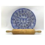 ROMA SPATTERWARE BOWL, ROLLING PIN