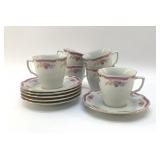 CHINESE PAGODA TEACUPS AND SAUCERS