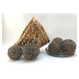 HOME DECOR BASKET, WOVEN BALLS, TRAY