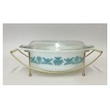 VTG PYREX TURQUOISE BLUE BIRD 1.5 QT CASSEROLE