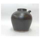 ANTIQUE CHINESE BROWN STONEWARE SOY SAUCE POT JAR
