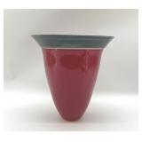 ARTIST SIGNED MID CENTURY RUBY VASE