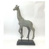 LARGE GRAY WOOD GIRAFFE SCULPTURE