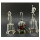 GLASS BELLS KEWPIE, ELEPHANT, FLORAL 7'