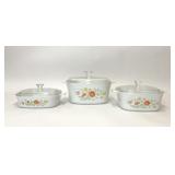 3 CORNINGWARE WILDFLOWER CASSEROLE DISHES