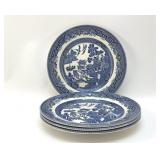 CHURCHILL STAFFORDSHIRE BLUE WILLOW DESSERT PLATES