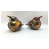 MULTI-COLORED METALIC CERAMIC BIRD PAIR