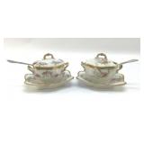 LIMOGES DELICATE PINK ROSE JAM POTS