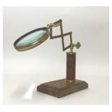 VTG BRASS ADJUSTABLE DESK MAGNIFYING GLASS