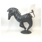 LARGE BLACK METAL BRUTALIST ZEBRA SCULPTURE