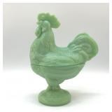 JADEITE HEN ON A NEST LG 8' ROOSTER