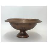 COPPER TONE METAL FLEUR DE LIS PEDESTAL BOWL