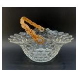 FOSTORIA BASKET WITH WOVEN HANDLE
