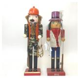 WOODEN HUNTER AND FISHER NUTCRACKERS