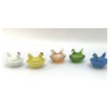 5 VTG Miniature HENS ON A NEST