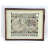FRAMED WORLD MAP 21 X 17
