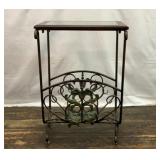 METAL SCROLL GLASS TOP MAGAZINE SIDE TABLE