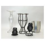 ASSORTED COLLECTION GLASS METAL CANDLE HOLDERS