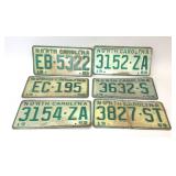 6 ASSORTED 1969 NORTH CAROLINA LICENSE PLATES