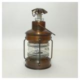 VTG GLASS BRASS TONE LANTERN DECANTER